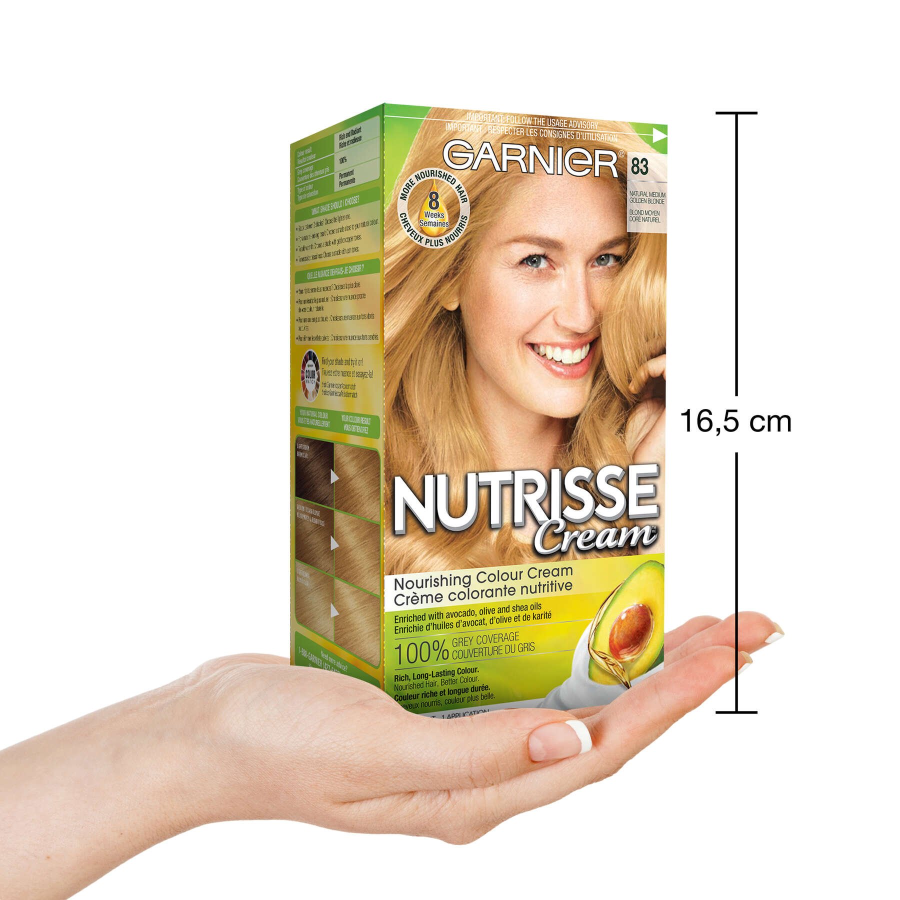 garnier hair dye nutrisse cream 83 medium golden blonde 0603084435012 inhand